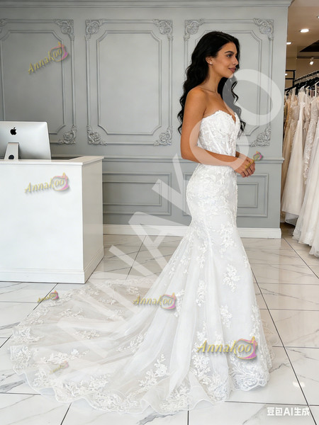 shop 2026 ANNAKOO Sweetheart Lace Tulle Trumpet Mermaid Causal Wedding Dress Under 259
