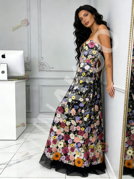 Shop 2026 ANNAKOO Sweetheart Floral Lace Black A Line Prom Dress Under 198