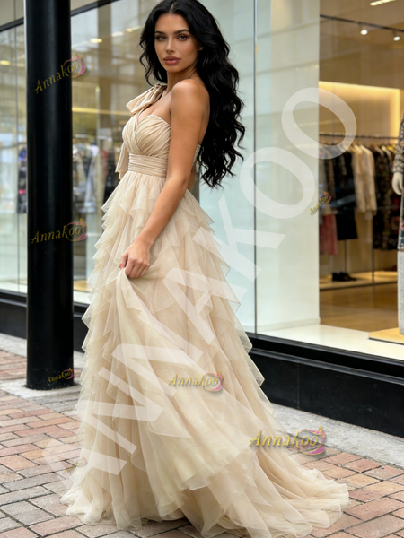 Shop 2026 ANNAKOO One Shoulder Tulle Layers A Line Sparkle Prom Dress Under 139