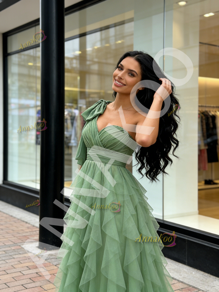 Shop 2026 ANNAKOO One Shoulder Tulle Layers A Line Sparkle Prom Dress Under 139