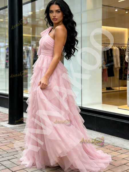 Shop 2026 ANNAKOO One Shoulder Tulle Layers A Line Sparkle Prom Dress Under 139