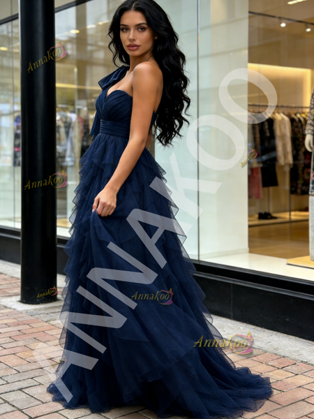 Shop 2026 ANNAKOO One Shoulder Tulle Layers A Line Sparkle Prom Dress Under 139