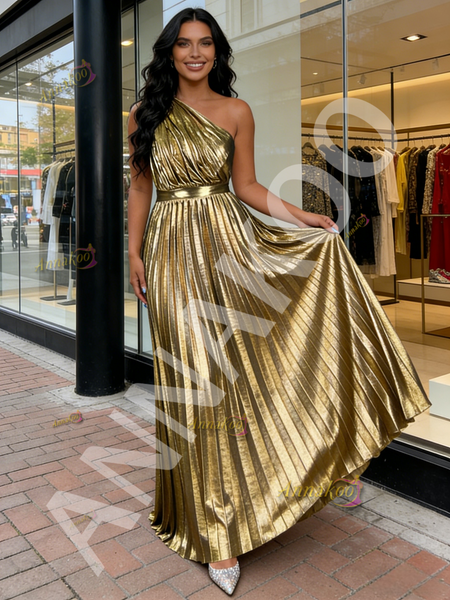 Shop 2026 ANNAKOO Fuchsia Satin One Shoulder Pleats A Line Prom Dress Under 129