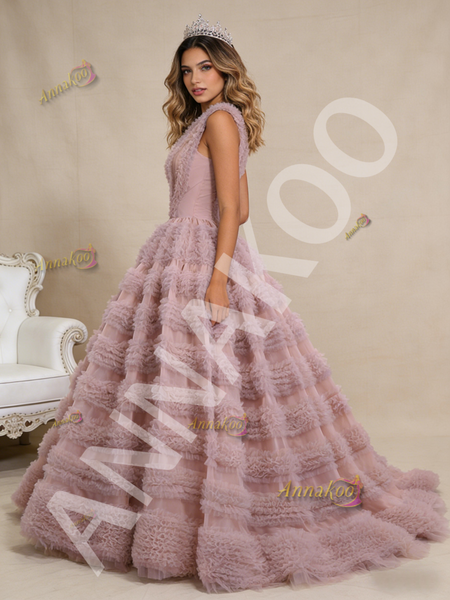 Shop 2026 ANNAKOO Pink Tulle One Shoulder Pleats Prom Dress Under 788