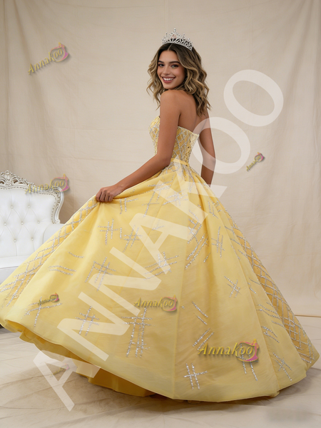 Shop 2026 ANNAKOO Yellow Tulle Strapless Sequins Beading Prom Dress Under 688