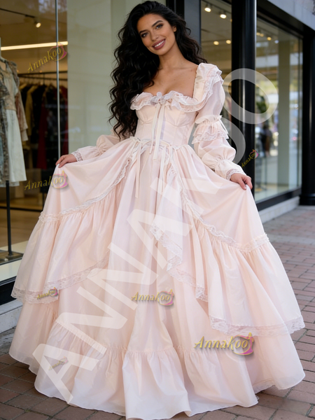 Shop 2026 ANNAKOO Pink Tulle Sparkle Ball Gown Ruffles Prom Dress Under 288