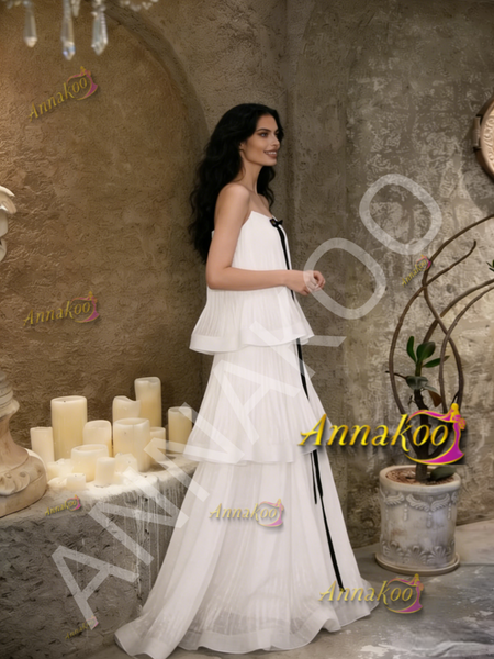 Shop 2026 ANNAKOO Strapless Layers Tulle A Line Belt Wedding Dress Under 189