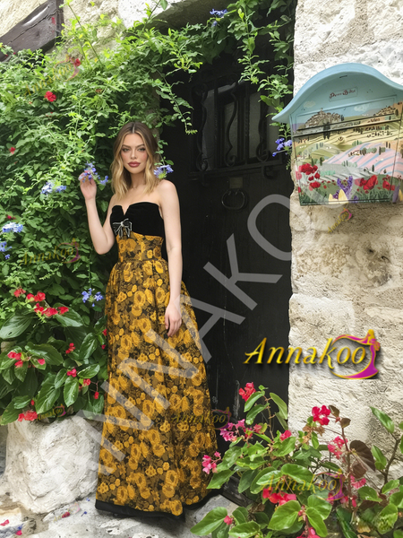 Shop 2026 ANNAKOO Sweetheart Floral Print Black A Line Prom Dress Under 189