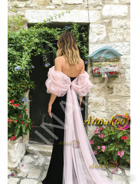 Shop 2026 ANNAKOO Off The Shoulder Trumpet Mermaid Ruffles Tulle Velvet Prom Dress Under 198