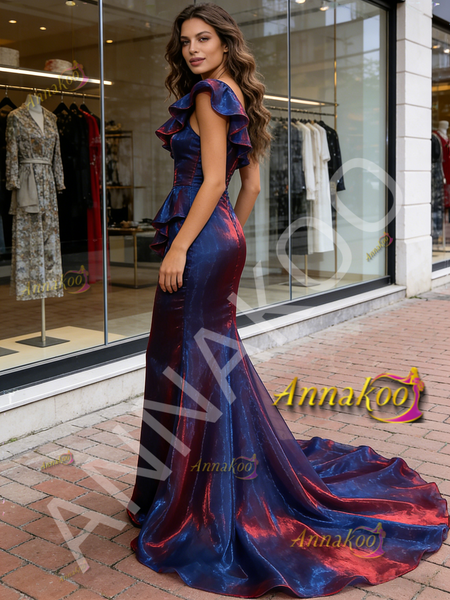 Shop 2026 ANNAKOO One Shoulder Trumpet Mermaid Organza Ruffles Prom Dress Under 189