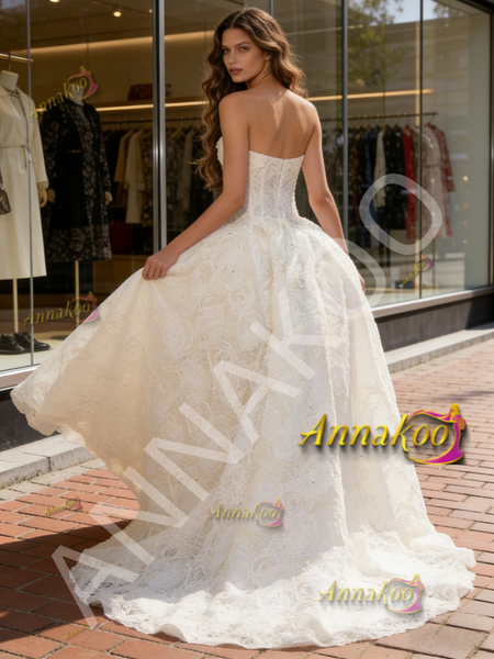 Shop 2026 ANNAKOO Lace Strapless A Line Bow Simple Wedding Dress Under 229