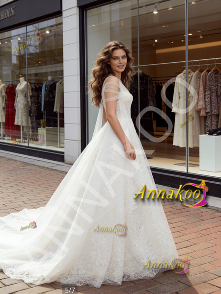 Shop 2026 One Shoulder A Line Lace Tulle Appliques Wedding Dress Under 289