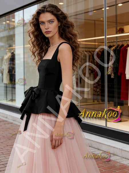 Shop 2026 ANNAKOO Velvet Straps Tulle A Line Pink A Line Prom Dress Under 199