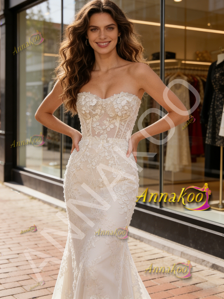 Shop 2026 ANNAKOO Sweetheart Trumpet Mermaid Lace Tulle Wedding Dress Under 229