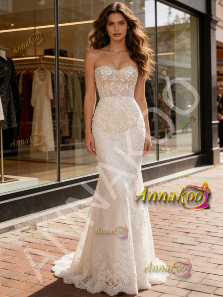 Shop 2026 ANNAKOO Sweetheart Trumpet Mermaid Lace Tulle Wedding Dress Under 229