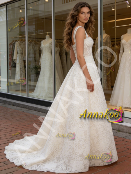 Shop 2026 ANNAKOO Straps A Line Sleeveless Lace Wedding Dress Under 259