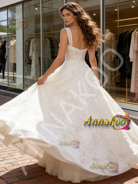 Shop 2026 ANNAKOO Straps A Line Sleeveless Lace Wedding Dress Under 259