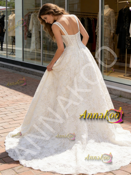 Shop 2026 ANNAKOO Straps A Line Sleeveless Lace Wedding Dress Under 259