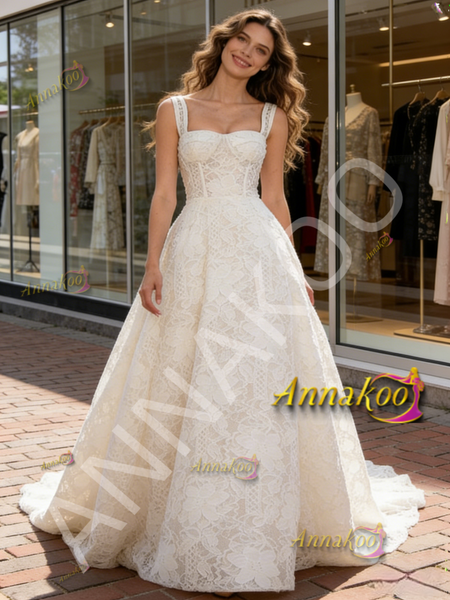 Shop 2026 ANNAKOO Straps A Line Sleeveless Lace Wedding Dress Under 259