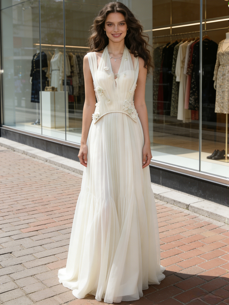 Shop 2026 ANNAKOO Halter A Line Tulle Flowers Wedding Dress Under 298