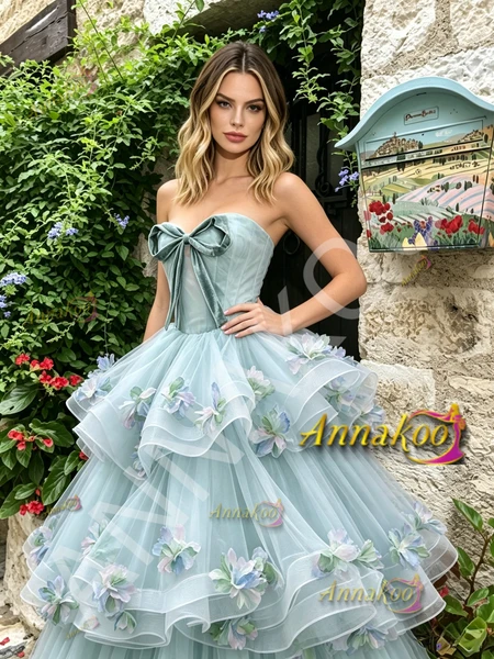 Shop 2026 ANNAKOO Light Green Sweetheart Flower Layers A Line Prom Dress Under 289