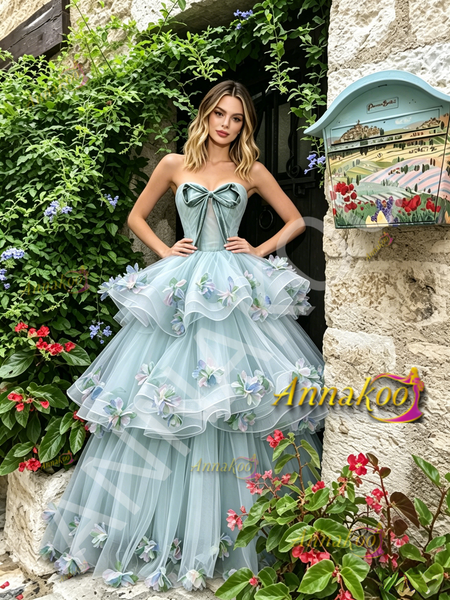 Shop 2026 ANNAKOO Light Green Sweetheart Flower Layers A Line Prom Dress Under 289