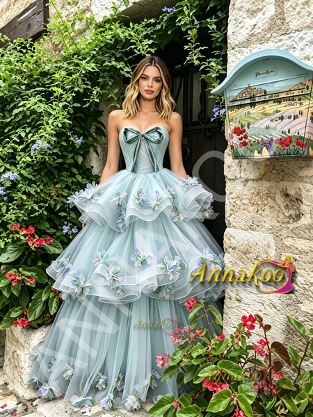 Shop 2026 ANNAKOO Light Green Sweetheart Flower Layers A Line Prom Dress Under 289