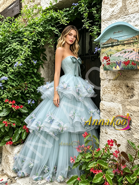 Shop 2026 ANNAKOO Light Green Sweetheart Flower Layers A Line Prom Dress Under 289