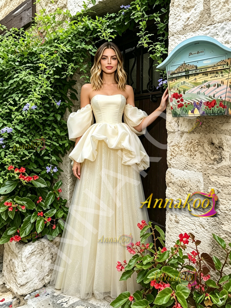 Shop 2026 ANNAKOO Ivory Off The Shoulder Tulle Spakle A Line Prom Dress Under 198