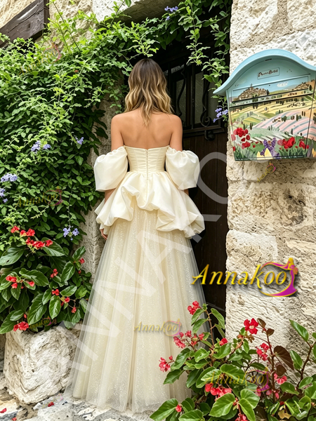 Shop 2026 ANNAKOO Ivory Off The Shoulder Tulle Spakle A Line Prom Dress Under 198
