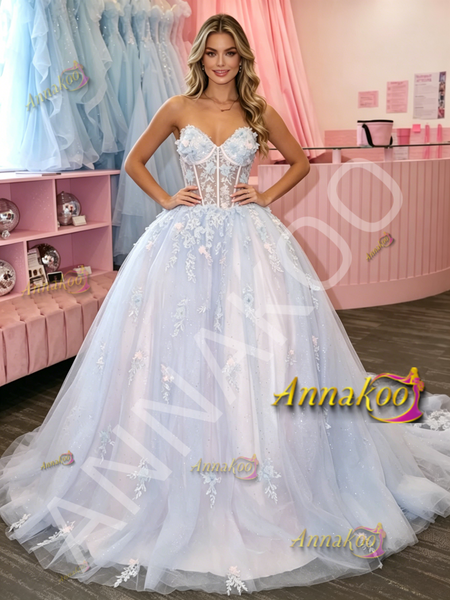 Shop 2026 ANNAKOO Sweetheart A Line Appliques Tulle Purple Prom Dress Under 228