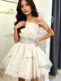 Shop 2026 ANNAKOO White Strapless Pleats A Line Beading Tulle Homecoming Dress Under 139