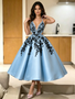 Shop 2026 ANNAKOO Halter Cut Out Appliques Light Blue Satin Homecoming Dress Under 189