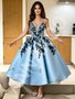 Shop 2026 ANNAKOO Halter Cut Out Appliques Light Blue Satin Homecoming Dress Under 189