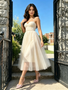 Shop 2026 ANNAKOO White Spaghetti Straps A Line Tulle Tea Length Homecoming Dress Under 99