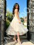 Shop 2026 ANNAKOO White Spaghetti Straps A Line Tulle Tea Length Homecoming Dress Under 99