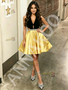 Shop 2026 ANNAKOO Black Halter Yellow Beading Satin Homecoming Dress Under 129