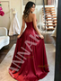Satin Pleats Sweetheart Satin A Line Red Prom Dress