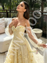 Shop 2026 ANNAKOO Long Sleeve Yellow Off The Shoulder A Line Prom Dress Under 189