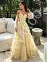 Shop 2026 ANNAKOO Long Sleeve Yellow Off The Shoulder A Line Prom Dress Under 189