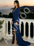 Shop 2026 ANNAKOO Deep V Neck Long Sleeve Spandex Sheath Column Prom Dress With Slit Under 149