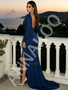 Shop 2026 ANNAKOO Deep V Neck Long Sleeve Spandex Sheath Column Prom Dress With Slit Under 149