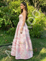 Shop 2026 ANNAKOO Spaghetti Straps Pink Satin Print A Line Prom Dress Under 178