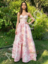 Shop 2026 ANNAKOO Spaghetti Straps Pink Satin Print A Line Prom Dress Under 178