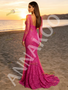 Shop 2026 ANNAKOO Fuchsia Long Sleeve V Neck Lace Trumpet Mermaid Prom Dress Under 189
