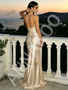 Shop 2026 ANNAKOO Halter Champagne Backless Satin A Line Prom Dress Under 129
