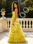 Shop 2026 ANNAKOO Spaghetti Straps A Line Yellow Tulle Ruffles Prom Dress Under 198