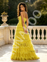 Shop 2026 ANNAKOO Spaghetti Straps A Line Yellow Tulle Ruffles Prom Dress Under 198