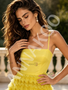 Shop 2026 ANNAKOO Spaghetti Straps A Line Yellow Tulle Ruffles Prom Dress Under 198