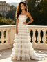 Shop 2026 ANNAKOO White Ruffles Strapless Sequin A Line Prom Dress Under 229
